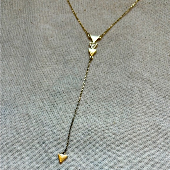 Gold Bar BaubleBar Y-Shape Lariat Necklace Triangle Pave Crystal Arrow Pendant - Picture 1 of 4
